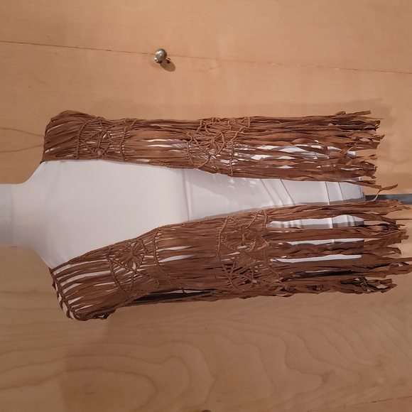 Chico's Tops - Leather vest w fringe